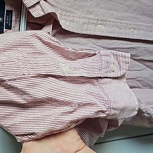 Ralph Lauren Red and White Searsucker Long Sleeve Button Down Men's Size XL EUC - Picture 4 of 6